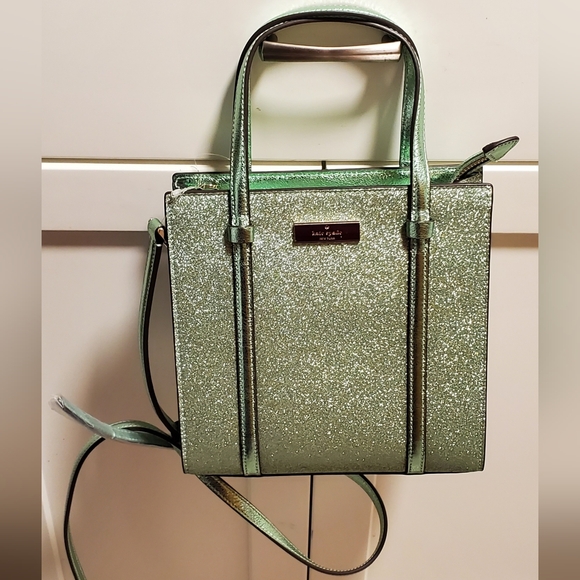 Kate Spade Mint Green Coated Glitter Tote. NWT. - Picture 2 of 9
